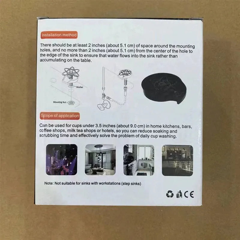 Black plastic household press type high pressure automatic cup washer with high pressure wash feature