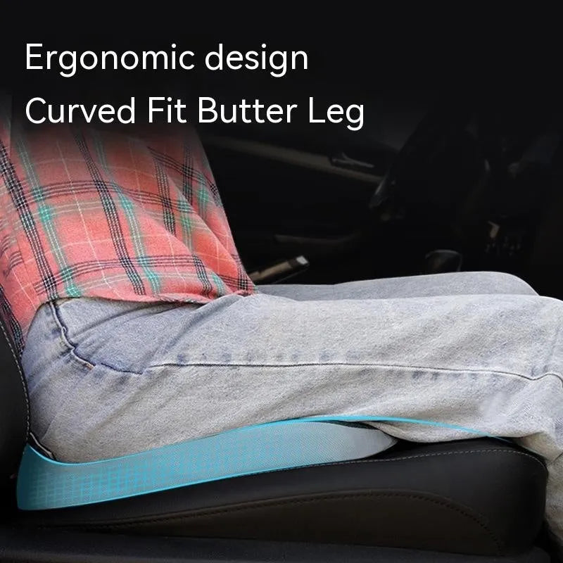 Curved bevel seat cushion in black with memory foam core for tailbone and lower back support
