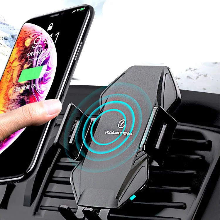 T3 car wireless charger in matte black with suction cup dashboard mount and Type-C cable