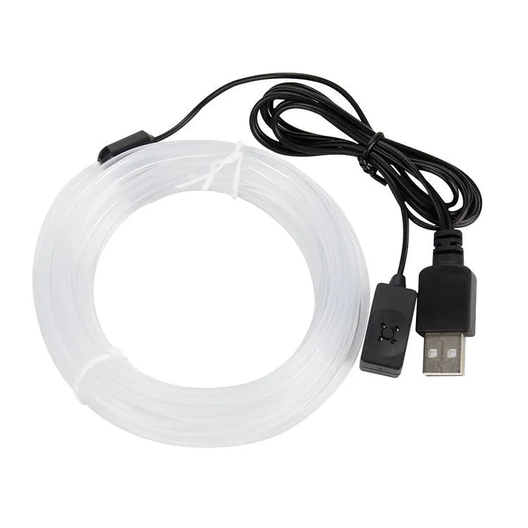 Colourful EL luminous car ambience light strip with USB connector in PVC material