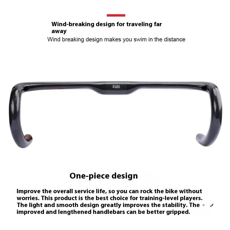 Black Grey Silver carbon fibre road bicycle drop handlebar in 400mm, 420mm, or 440mm width
