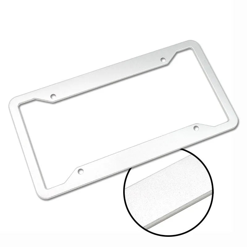 Aluminium alloy licence plate frame measuring 200x150x20mm in black, light grey, sandblasted silver or stainless steel finish