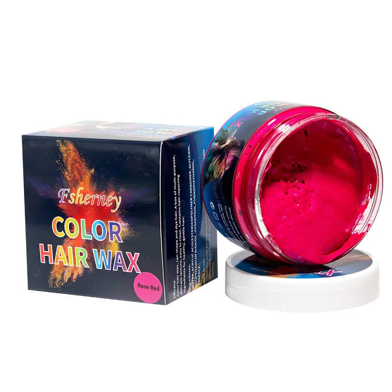120g hair styling clay pot with nine colour options: white, orange, red, yellow, blue, green, purple, rose red, granny grey