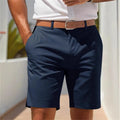 Men's straight-leg business shorts in light grey polyester fabric for summer casual office wear
