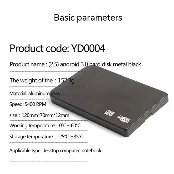 USB30 solid state mobile hard disk with metal shell in black, blue, red, or silver colour options