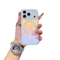 Laser gradient frosted magnetic phone case for iPhone 17 series in minimalist back cover style
