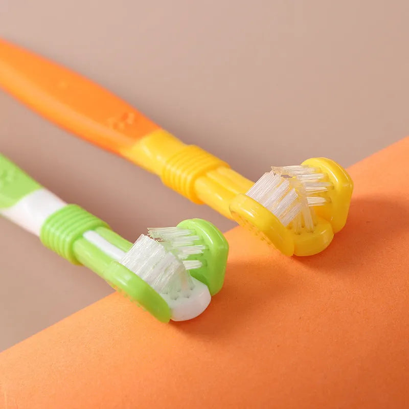 Plastic nylon pet toothbrush in multiple colour options for dog and cat dental care