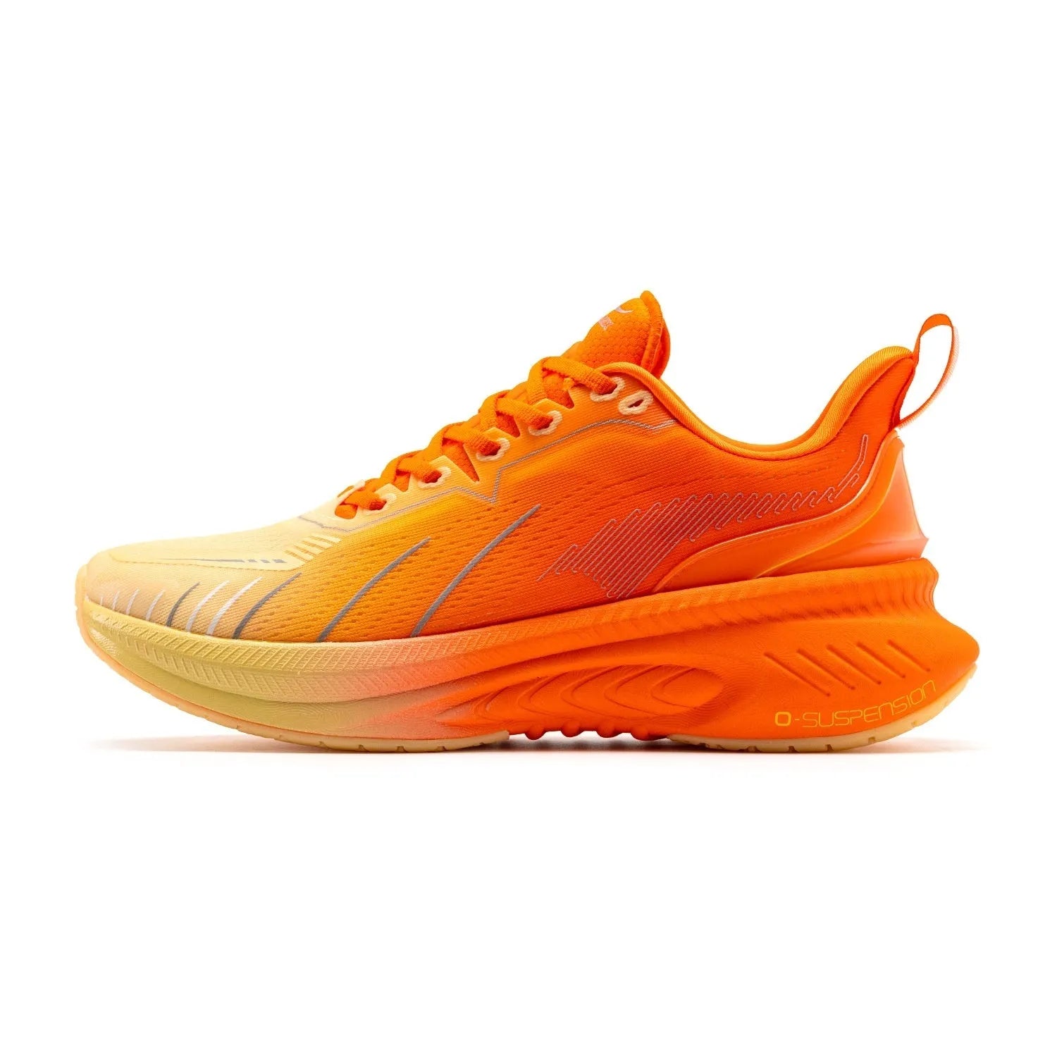 Low-top running shoes with striped pattern, available in multiple colours, showcasing PU mesh upper and rubber sole