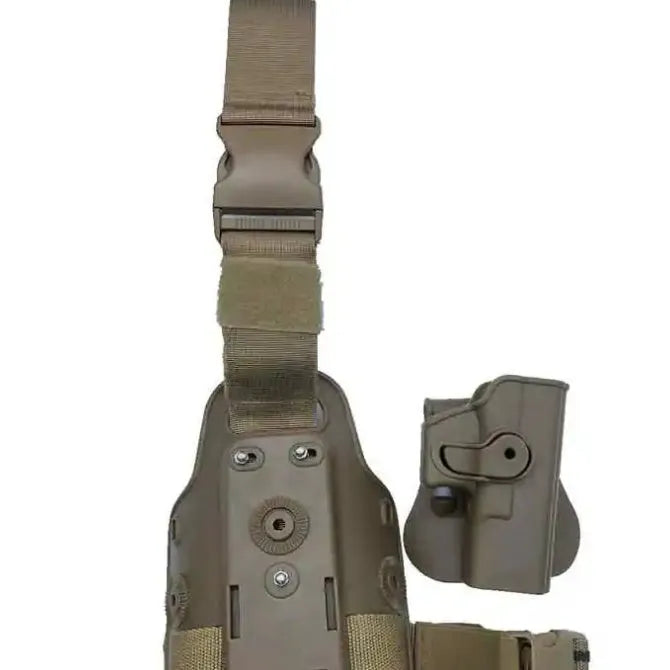 Tactical waist plate leg holster in plastic construction with quick-pull design