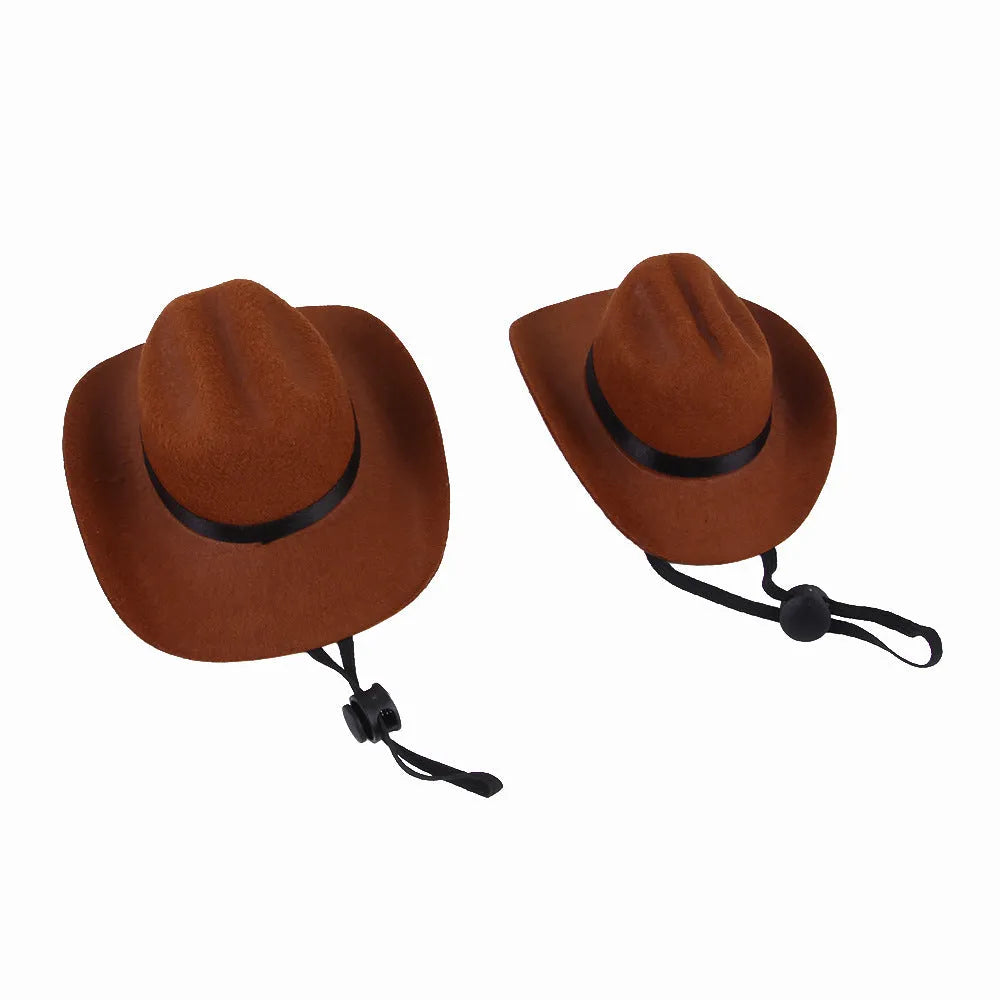 Adjustable pet cowboy hat in four colours for dog photography and cosplay