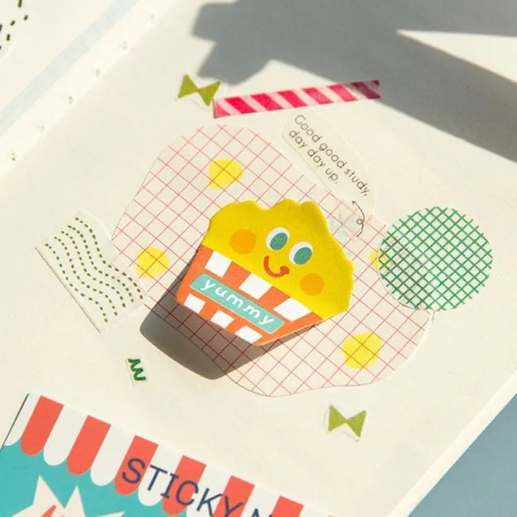 Halloween post-it notes with pumpkin patterns and trick-or-treat messages in seven colours