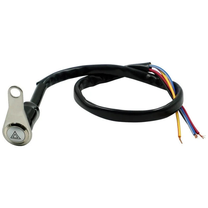 Black stainless steel motorcycle switch with double flash function and illuminated light ring for 7mm panel installation
