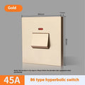 25A 45A 3P high-current plastic switch with light panel for curved rack installations in gold, grey, or white colour