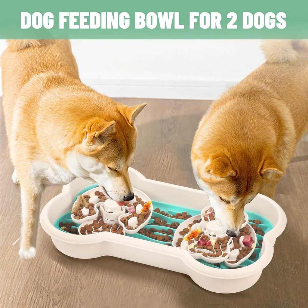 Green three-tier slow feeder dog bowl with wave and rotated hump patterns for large breed dogs