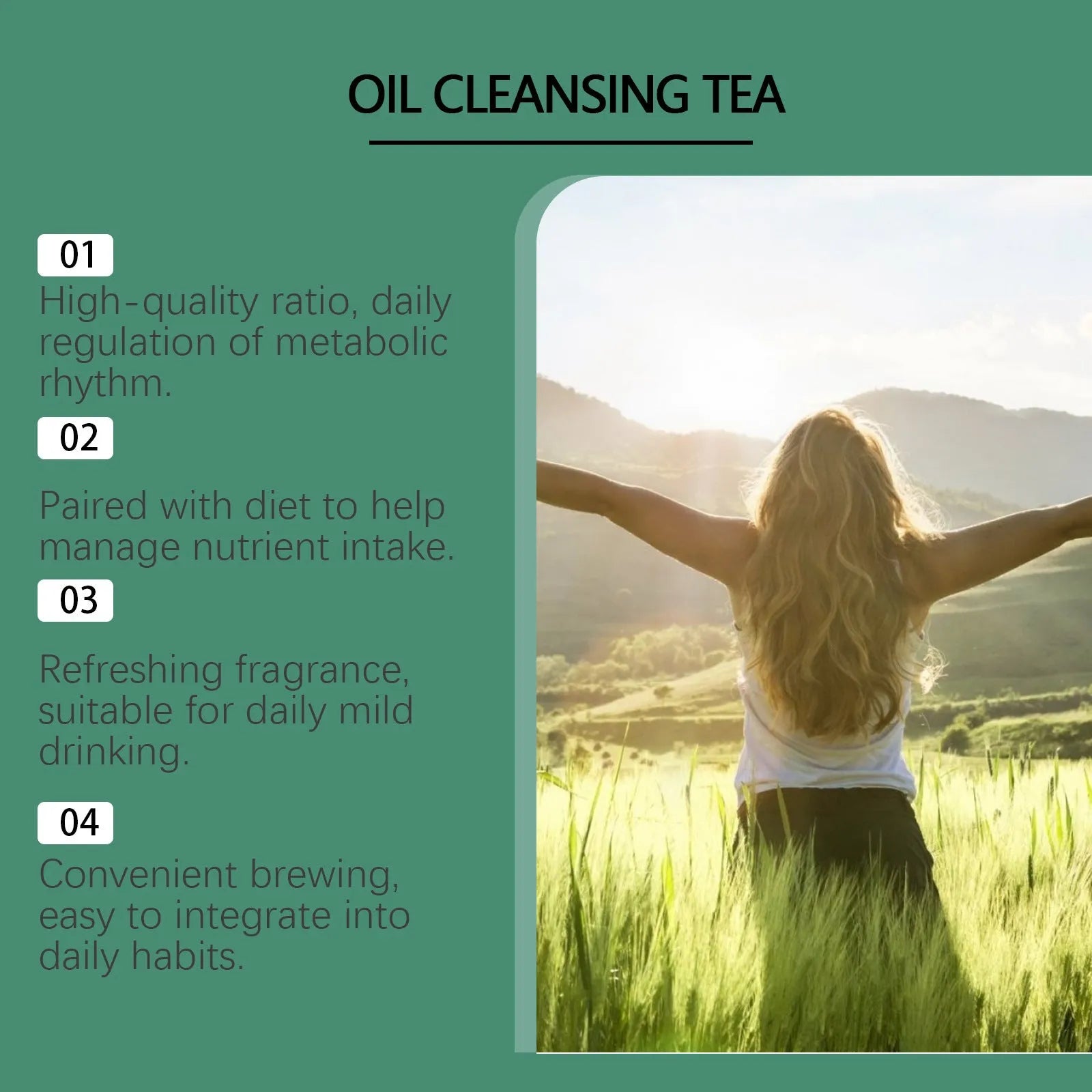Googeer Oil Cleansing Herbal Tea box with 20 individual tea bags containing a blend of Chinese herbs.