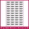 Pack of 100 A4 FBA label sheets showing multiple grid layout options for barcode printing.