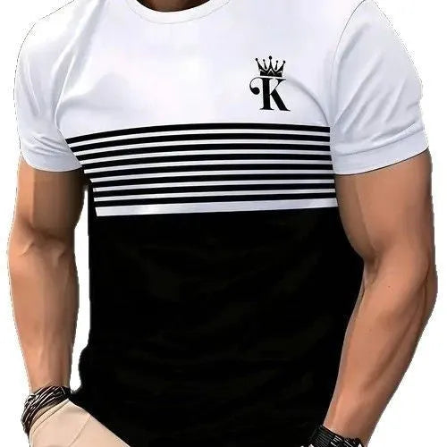 Men's loose-fitting casual T-shirt in polyester with short sleeves, shown in multiple colours