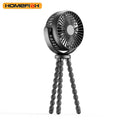 HOMEFISH F2 automatic shake head baby stroller fan with LED light and removable bracket on a stroller handle