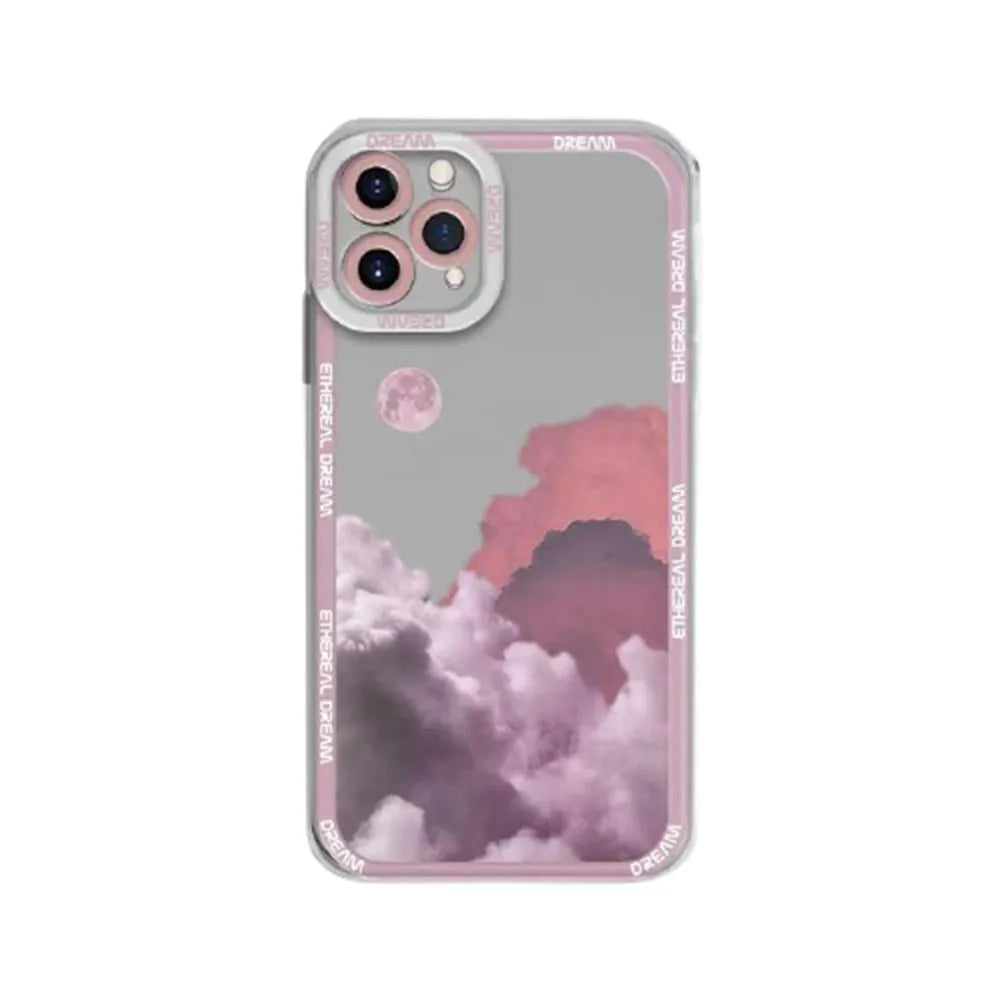 Sunset clouds design TPU protective case for iPhone in orange, pink, and blue colour options