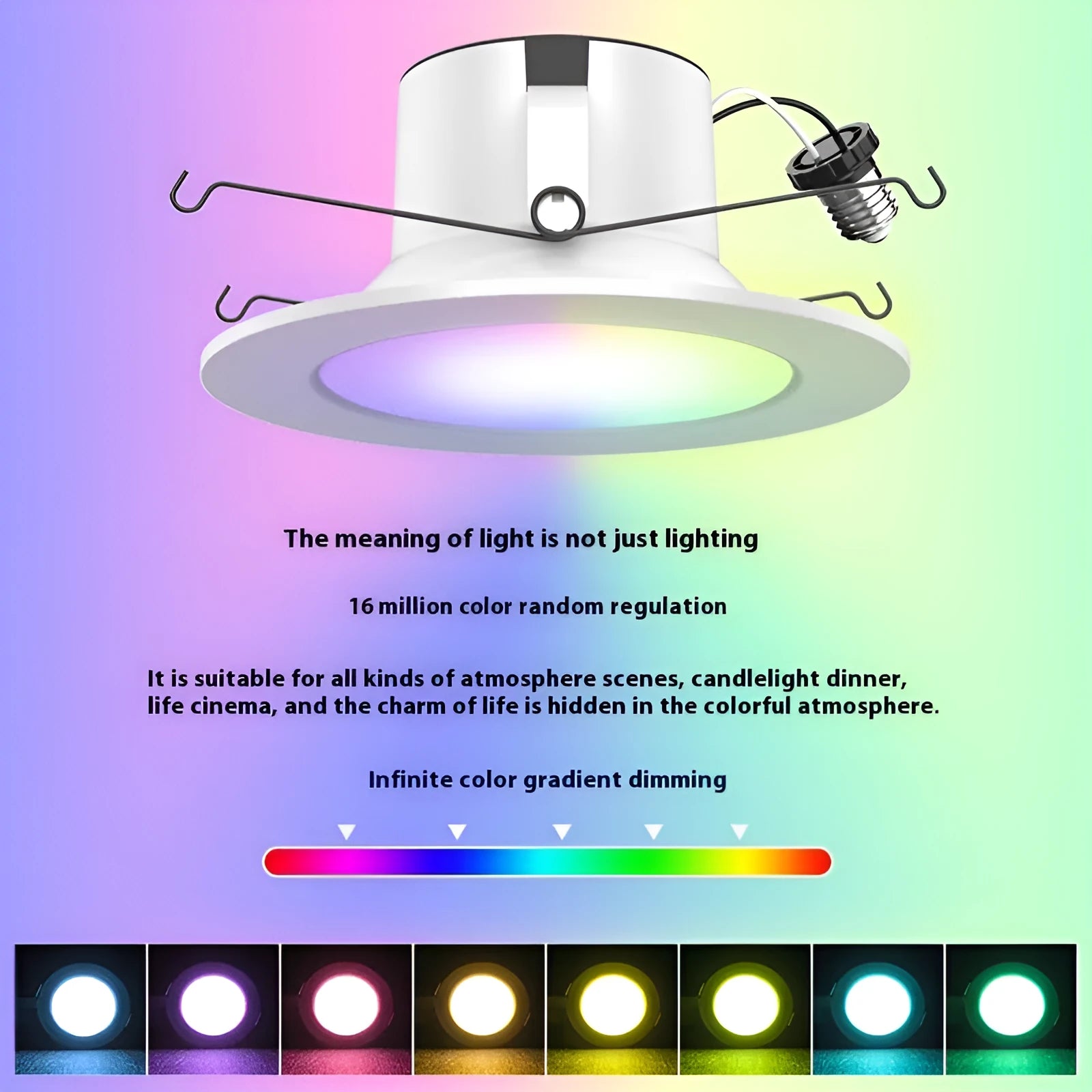 Smart RGBW colour changing ceiling lamp with Wi-Fi and Bluetooth connectivity for home automation
