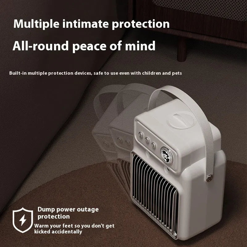 White 2-in-1 ceramic table heater and humidifier with digital control panel.
