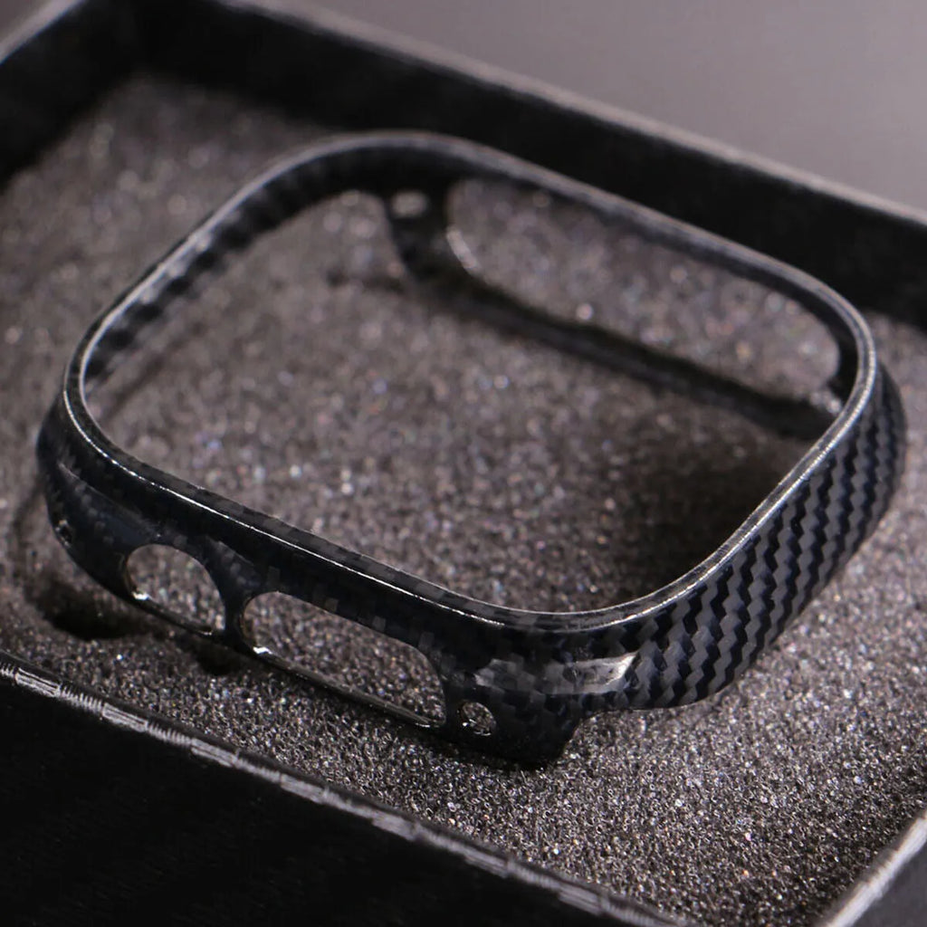 Carbon fibre watch case in glossy or matte black, fits 49mm 45mm 42mm 41mm 40mm, weighs 20g