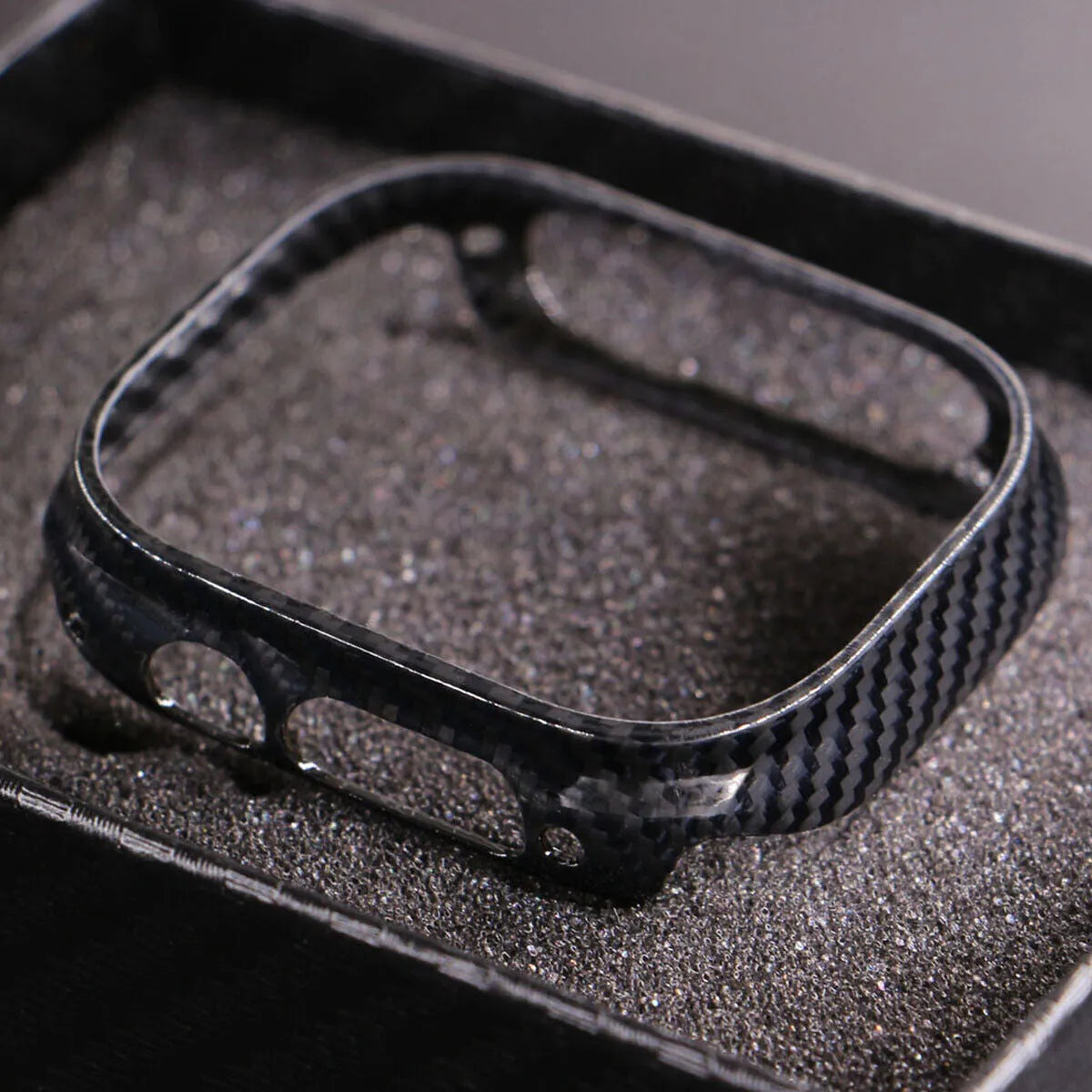 Carbon fibre watch case in glossy or matte black, fits 49mm 45mm 42mm 41mm 40mm, weighs 20g