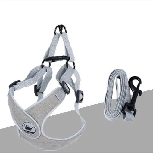 Adjustable mesh dog harness with reflective strips and metal back ring in multiple colour options