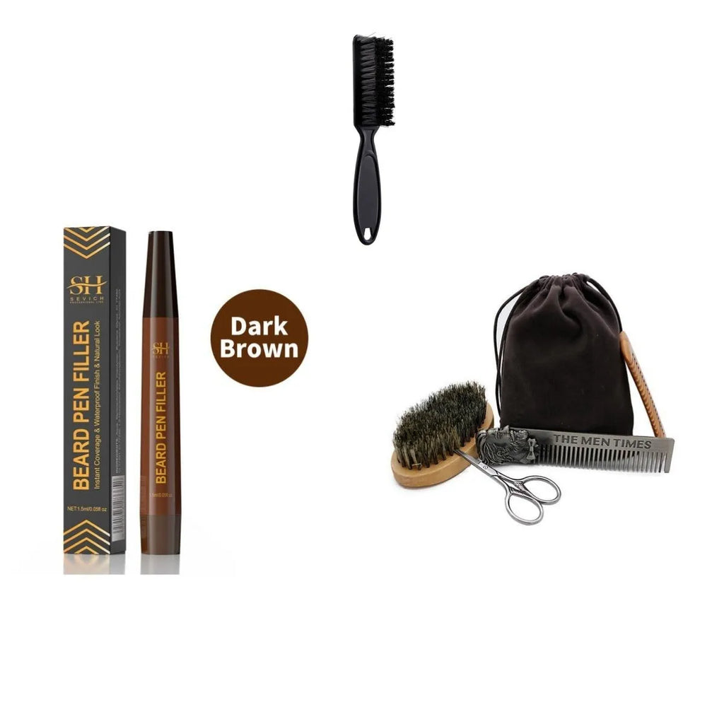 Men's sweatproof beard and eyebrow filler pencil in black and dark brown shades