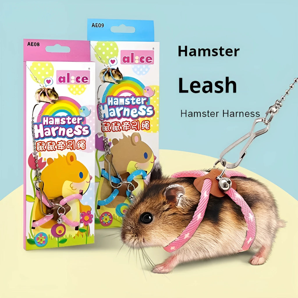 Hamster hand holding rope anti-bite in light blue or pink with one traction rope included