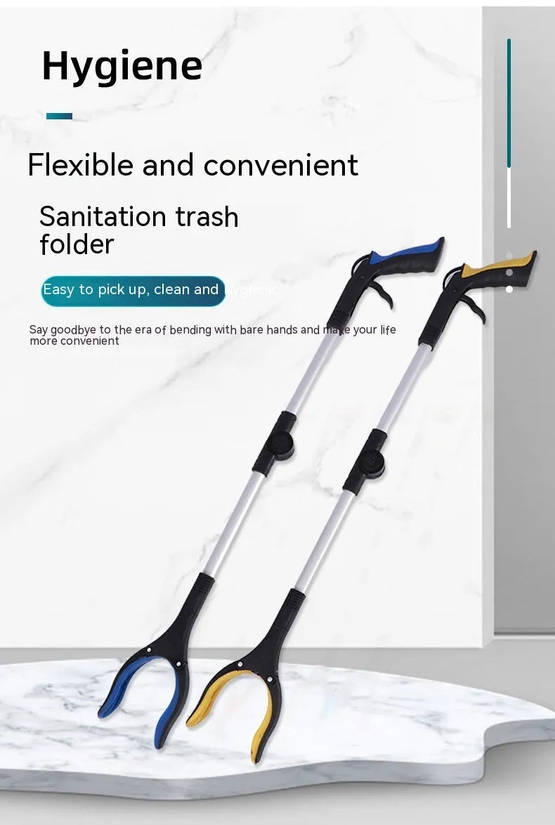 Foldable aluminium alloy pick-up clamp extended to 80cm with magnet sucker, showing blue handle option