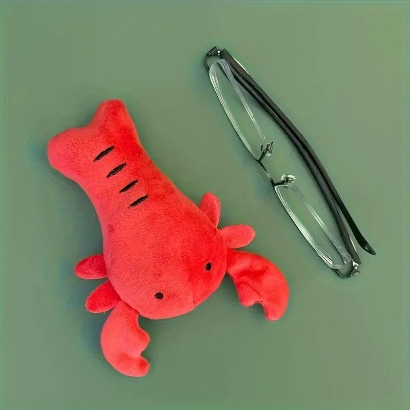Red squeaky lobster stuffed dog toy measuring 12.5cm with detailed appendages