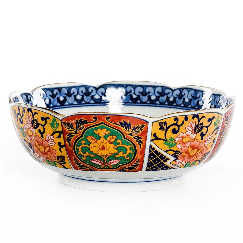 Retro ceramic bowl with underglaze peony pattern, 4-inch diameter, porcelain material