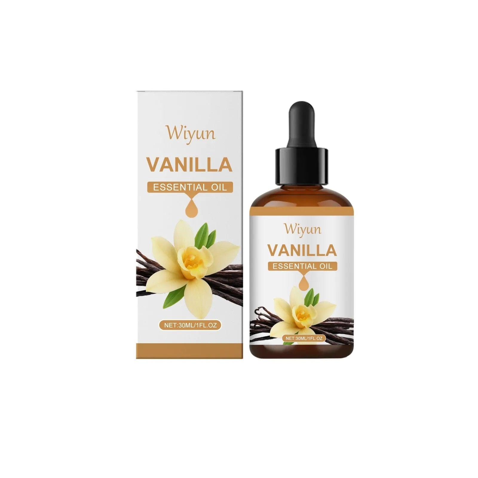 30ml bottle of vanilla flavoured oil with dropper for baking and cooking