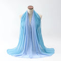 Extra-long chiffon summer scarf draped showing textured surface and multiple colour options