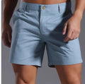 Men's solid colour cotton blend casual shorts with straight leg design