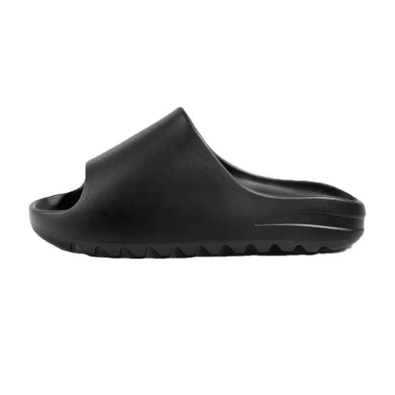 Women's thick-sole beach slippers in beige colour showing EVA injection-moulded construction
