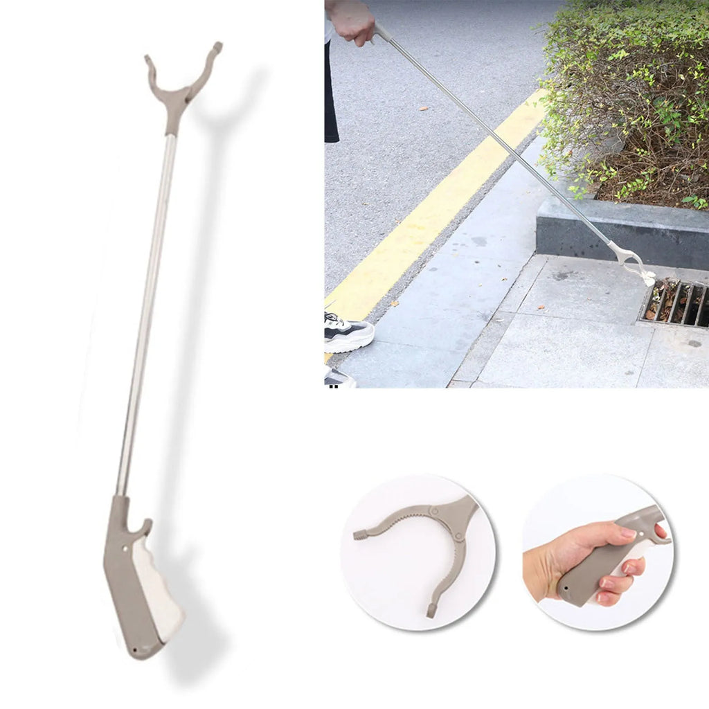 40 cm stainless steel bending-free pliers with push-type handle for one-handed garbage collection