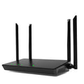 Portable 300 metre wireless router in black or white with 5 Ethernet ports