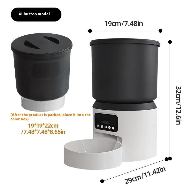 4L smart pet feeder with programmable timer and optional camera for remote monitoring of cats and dogs