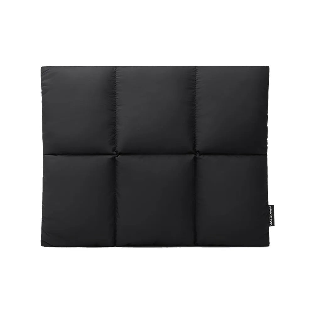 Soft and fluffy laptop sleeve in black or khaki with retro sewing thread details, sized for 13-15.6 inch devices