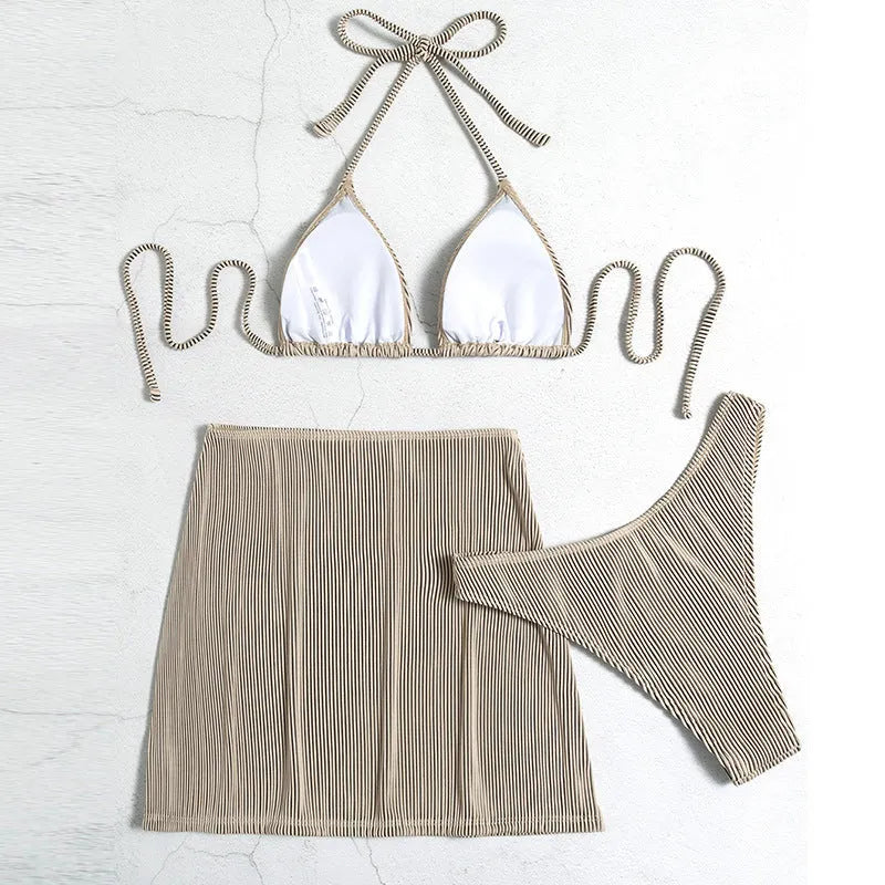 Women's polyester bikini swimsuit set in sleeveless briefs style available in four colours