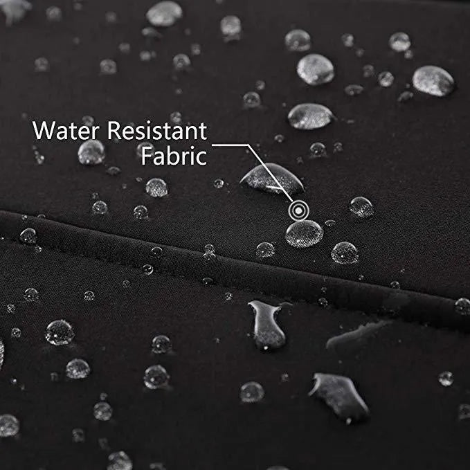 Black men's USB-heated waterproof windproof thermal coat with long sleeves and straight hem, showing zipper and pocket details.