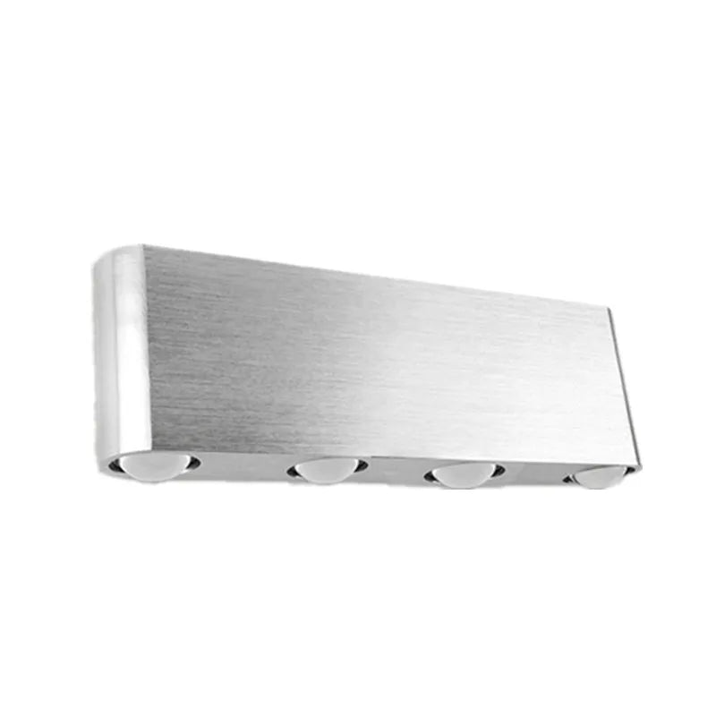 Silver aluminium rectangular LED wall lamp with multi-colour lighting options for bedroom