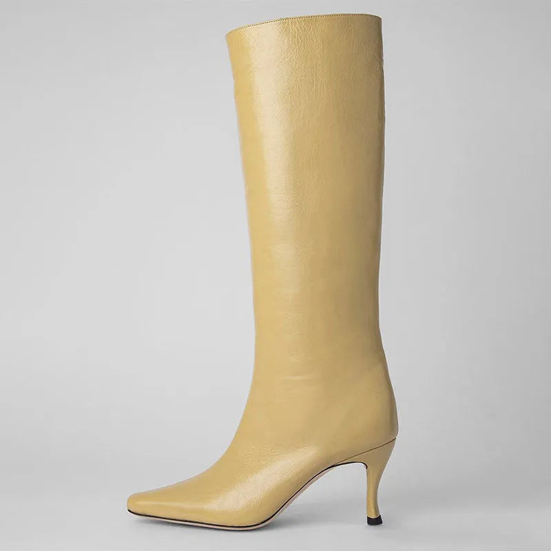Women's square-toe cowboy boots with 4cm block heel in multiple colour options including snake pattern