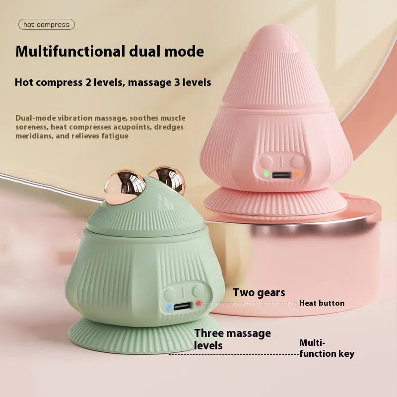 Rechargeable neck massager with hot compress, multi-head silicone design, gift box, and charging cable