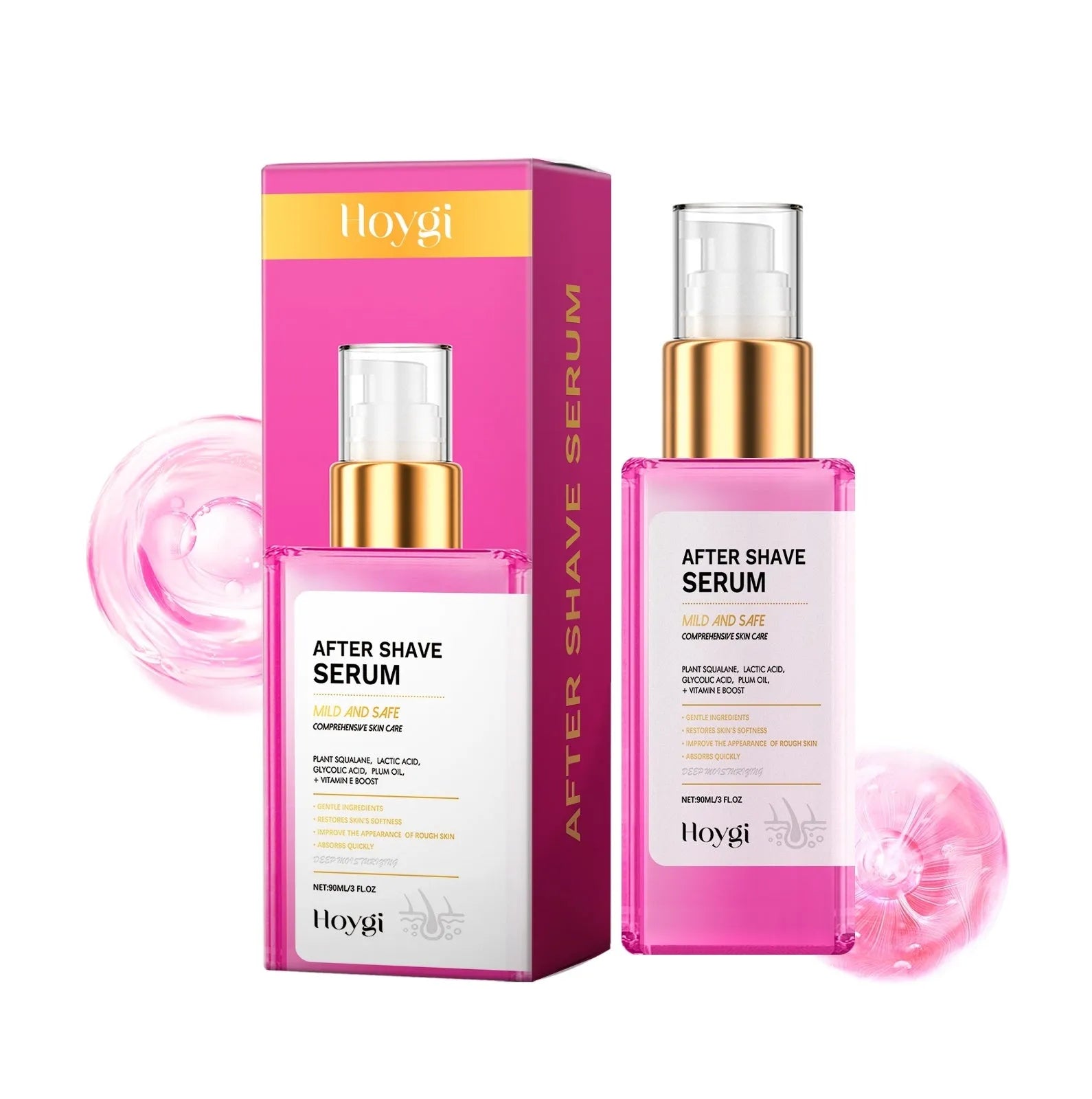 60ml hair removal repair liquid bottle with lactic acid and plant squalane for post-shaving skin care