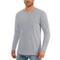 Men's solid colour long sleeve UV protection shirt in quick-dry polyester fabric on a hanger.