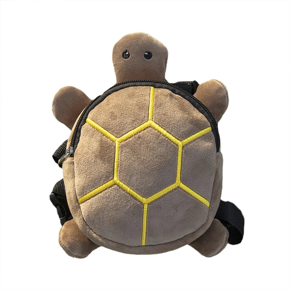 Cartoon turtle shape dog backpack with harness vest, 20x18cm, velvet material, metal zipper