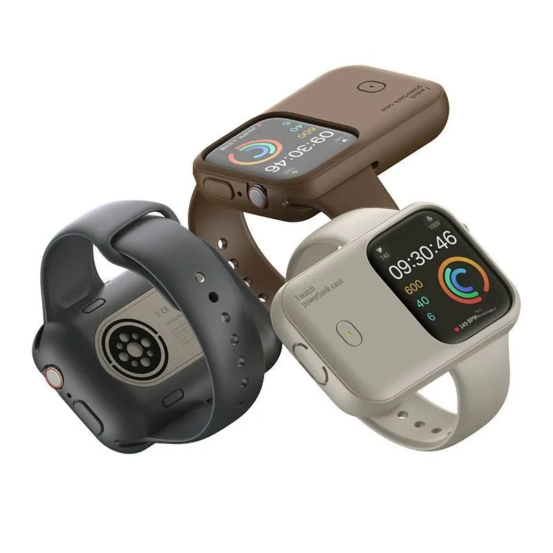 Apple Watch charging case with 1200mAh battery, silicone case, and Type-C cable for portable wireless charging